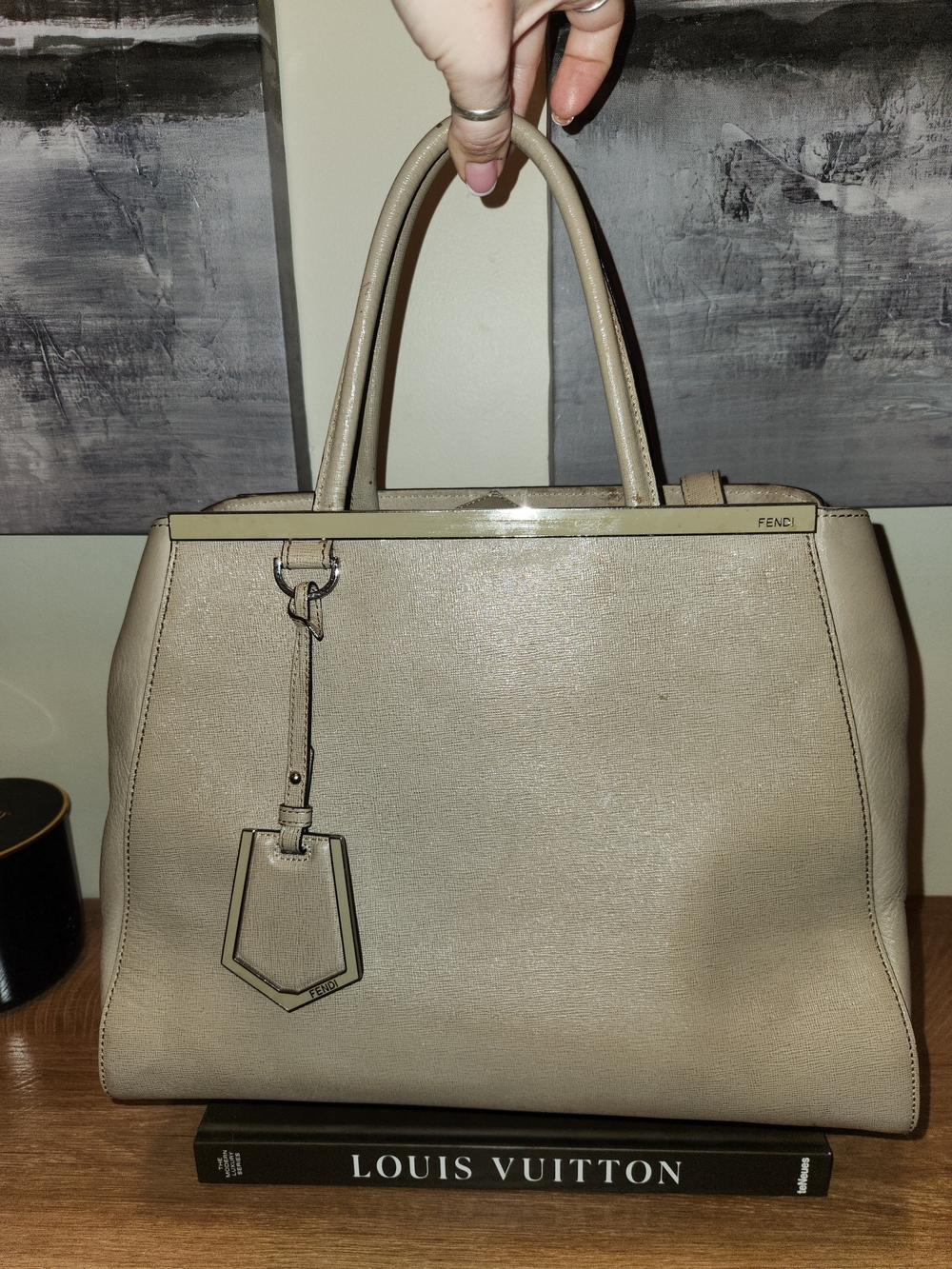 Fendi Taupe Top-Handle Satchel with Leather Tag